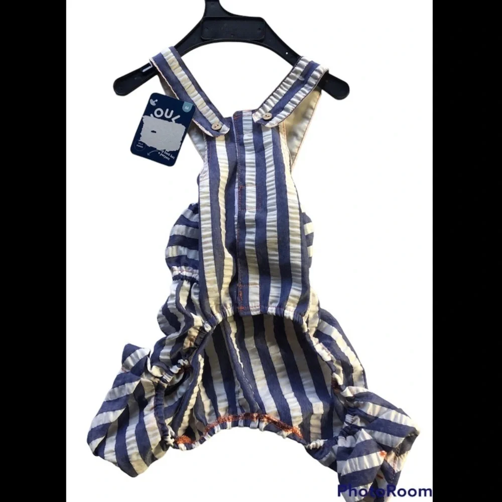 NWT Youly striped dog romper M